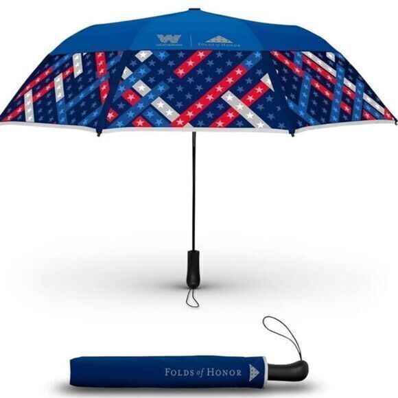 NIB Weatherman Umbrella Collapsible Med Size Durable Frame 2023 Folds of Honor - Picture 1 of 10